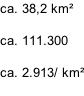 ca. 38,2 km²  ca. 111.300  ca. 2.913/ km²