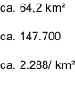ca. 64,2 km²  ca. 147.700  ca. 2.288/ km²